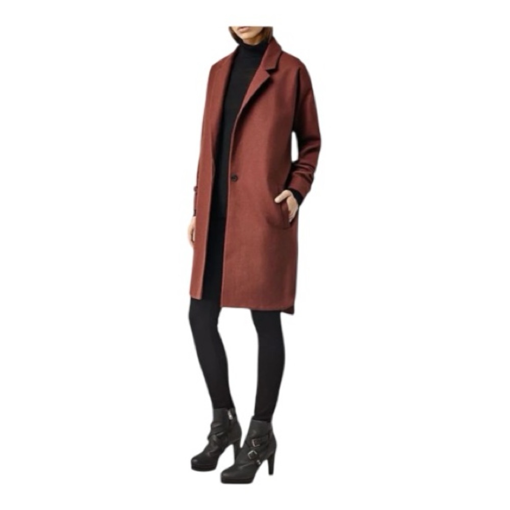 ALL SAINTS RUST VINE WOOL COAT S